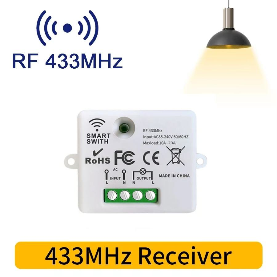 Little Ears 433MHz Mini Smart Switch, Wiring-Free Smart Switch, 220V Smart Switch for Lighting Controllers